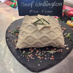 500 grams Beef wellington. ORDER BEFORE 12TH DECEMBER. COLLECT FROM 16TH DECEMBER TO XMAS EVE